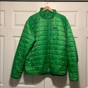 Lime green Patagonia pull over xl Nano puff coat